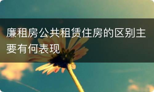 廉租房公共租赁住房的区别主要有何表现