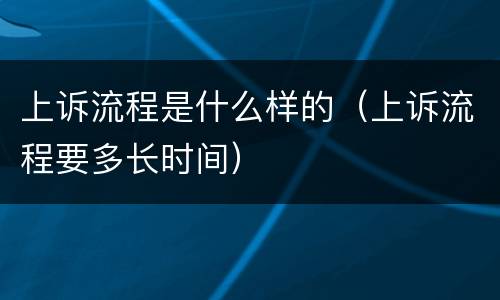上诉流程是什么样的（上诉流程要多长时间）
