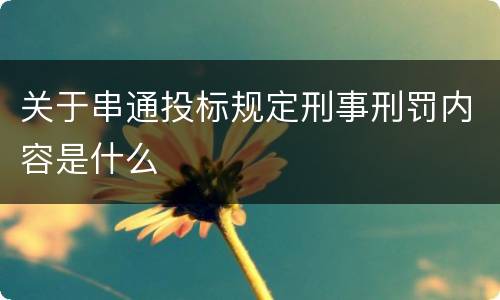 关于串通投标规定刑事刑罚内容是什么