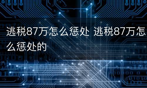 逃税87万怎么惩处 逃税87万怎么惩处的