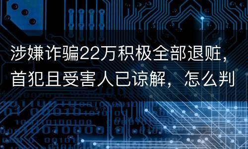 涉嫌诈骗22万积极全部退赃，首犯且受害人已谅解，怎么判决