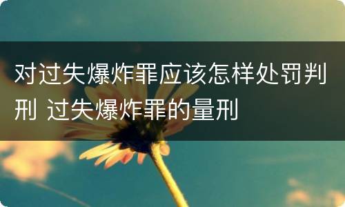 对过失爆炸罪应该怎样处罚判刑 过失爆炸罪的量刑