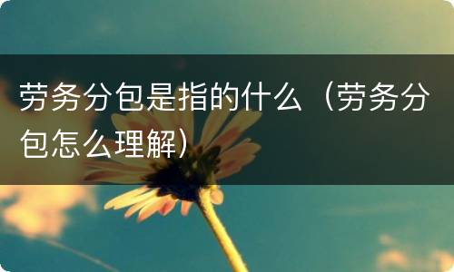 劳务分包是指的什么（劳务分包怎么理解）
