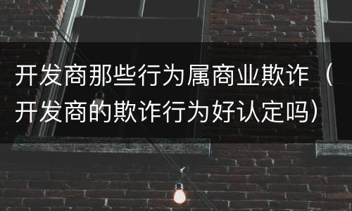 开发商那些行为属商业欺诈（开发商的欺诈行为好认定吗）