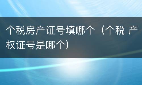 个税房产证号填哪个（个税 产权证号是哪个）