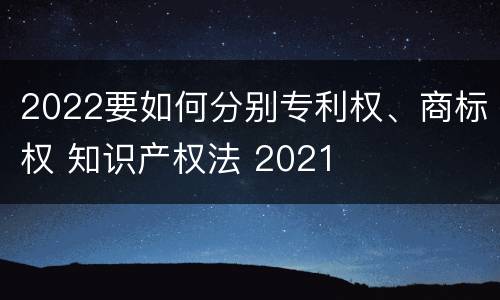2022要如何分别专利权、商标权 知识产权法 2021