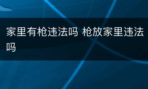 家里有枪违法吗 枪放家里违法吗