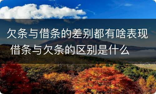 欠条与借条的差别都有啥表现 借条与欠条的区别是什么