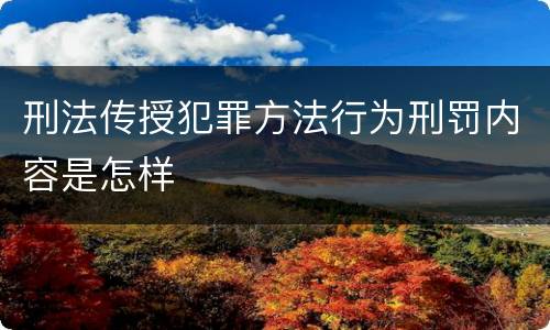 刑法传授犯罪方法行为刑罚内容是怎样