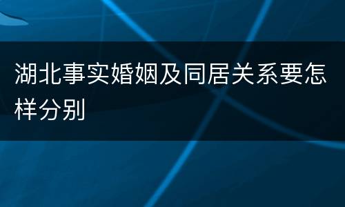 湖北事实婚姻及同居关系要怎样分别