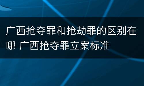 广西抢夺罪和抢劫罪的区别在哪 广西抢夺罪立案标准