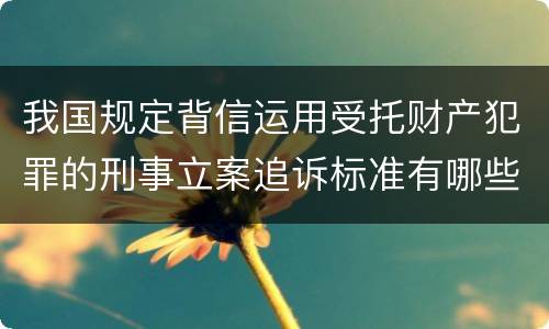 我国规定背信运用受托财产犯罪的刑事立案追诉标准有哪些