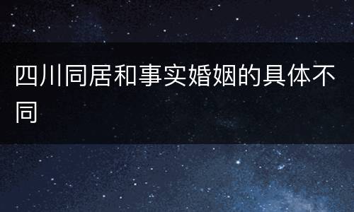 四川同居和事实婚姻的具体不同