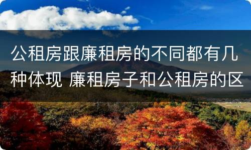 公租房跟廉租房的不同都有几种体现 廉租房子和公租房的区别