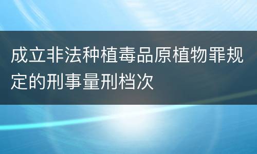 成立非法种植毒品原植物罪规定的刑事量刑档次