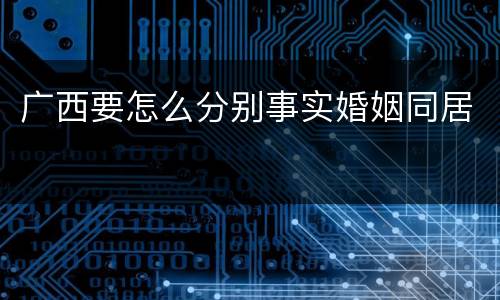 广西要怎么分别事实婚姻同居