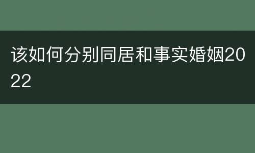 该如何分别同居和事实婚姻2022