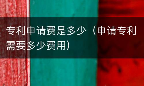 专利申请费是多少（申请专利需要多少费用）