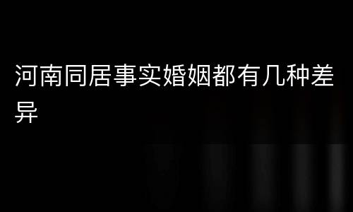 河南同居事实婚姻都有几种差异