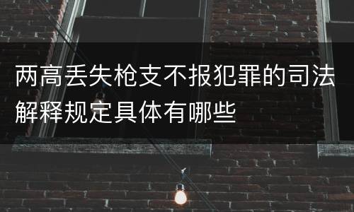 两高丢失枪支不报犯罪的司法解释规定具体有哪些