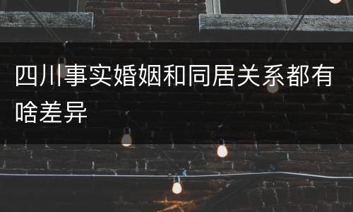四川事实婚姻和同居关系都有啥差异