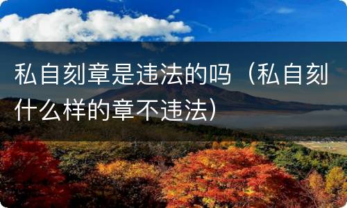 私自刻章是违法的吗（私自刻什么样的章不违法）