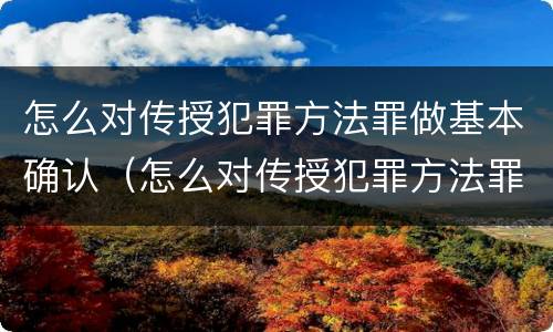怎么对传授犯罪方法罪做基本确认（怎么对传授犯罪方法罪做基本确认）