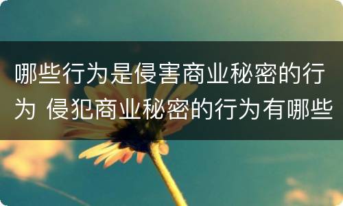 哪些行为是侵害商业秘密的行为 侵犯商业秘密的行为有哪些表现形式