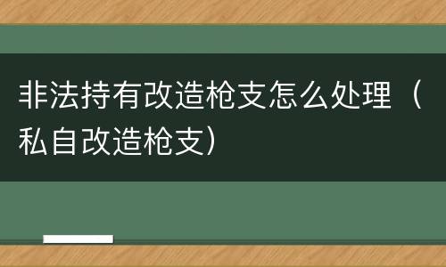 非法持有改造枪支怎么处理（私自改造枪支）