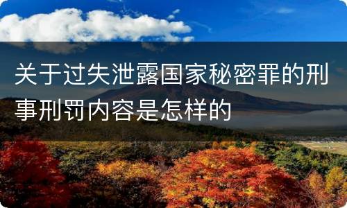 关于过失泄露国家秘密罪的刑事刑罚内容是怎样的