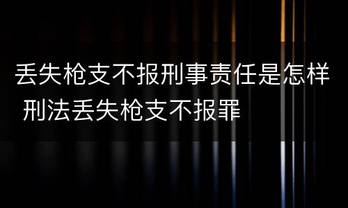 丢失枪支不报刑事责任是怎样 刑法丢失枪支不报罪