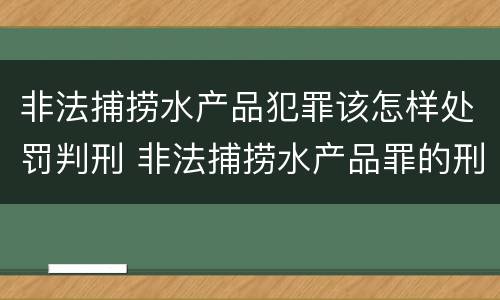 非法捕捞水产品犯罪该怎样处罚判刑 非法捕捞水产品罪的刑法处罚