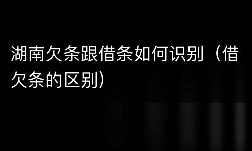湖南欠条跟借条如何识别（借欠条的区别）