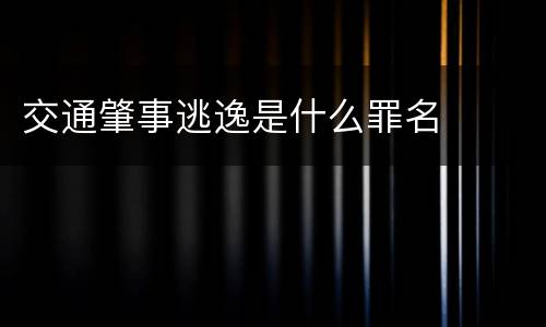 交通肇事逃逸是什么罪名