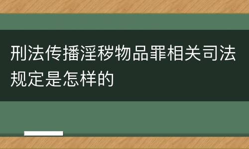 刑法传播淫秽物品罪相关司法规定是怎样的