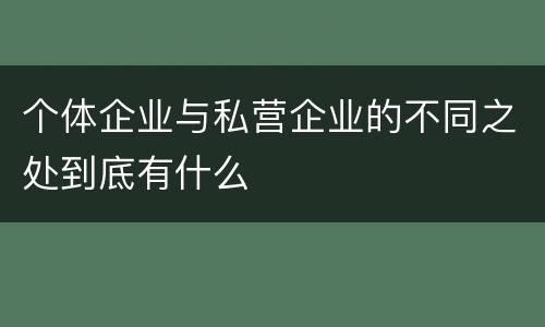 个体企业与私营企业的不同之处到底有什么