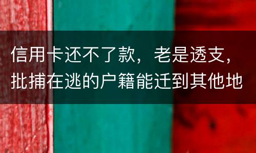 信用卡还不了款，老是透支，批捕在逃的户籍能迁到其他地方吗