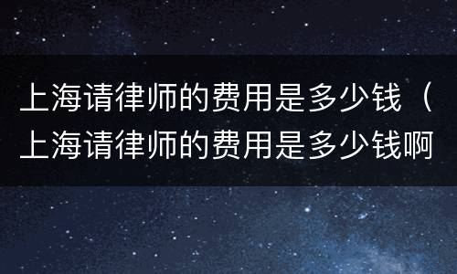 上海请律师的费用是多少钱（上海请律师的费用是多少钱啊）