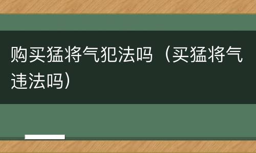 购买猛将气犯法吗（买猛将气违法吗）