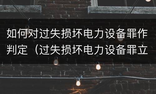 如何对过失损坏电力设备罪作判定（过失损坏电力设备罪立案标准）