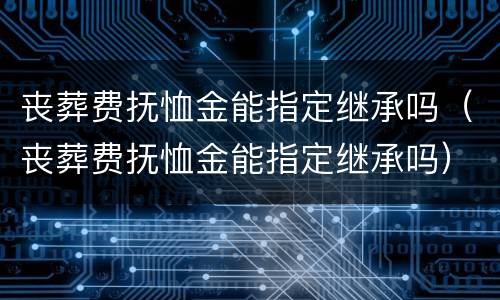 丧葬费抚恤金能指定继承吗（丧葬费抚恤金能指定继承吗）