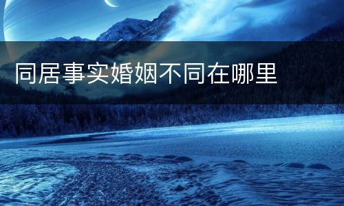同居事实婚姻不同在哪里