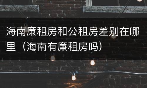 海南廉租房和公租房差别在哪里（海南有廉租房吗）