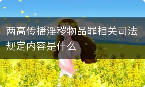 两高传播淫秽物品罪相关司法规定内容是什么