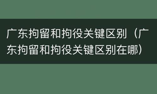 广东拘留和拘役关键区别（广东拘留和拘役关键区别在哪）