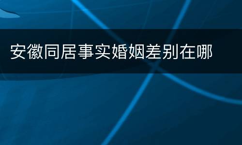 安徽同居事实婚姻差别在哪