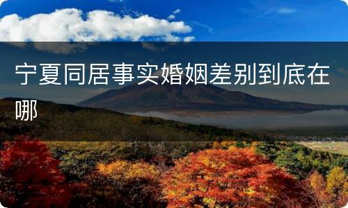 宁夏同居事实婚姻差别到底在哪