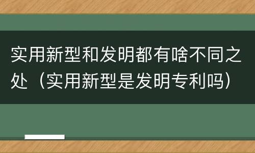 实用新型和发明都有啥不同之处（实用新型是发明专利吗）