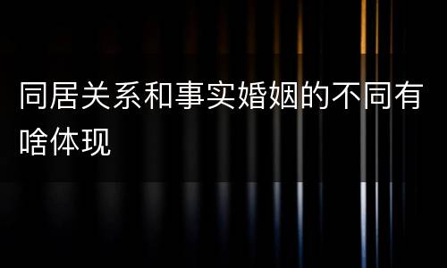 同居关系和事实婚姻的不同有啥体现
