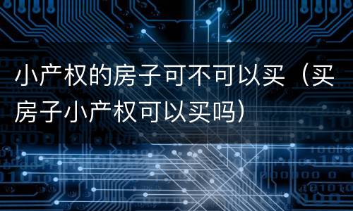 小产权的房子可不可以买（买房子小产权可以买吗）
